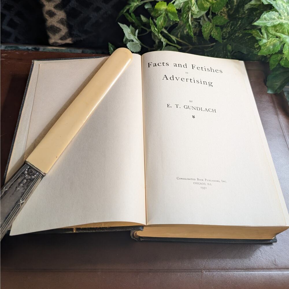 Vintage Navy Blue Hardback Book Facts and Fetishes in Advertising, Gundlach 1931